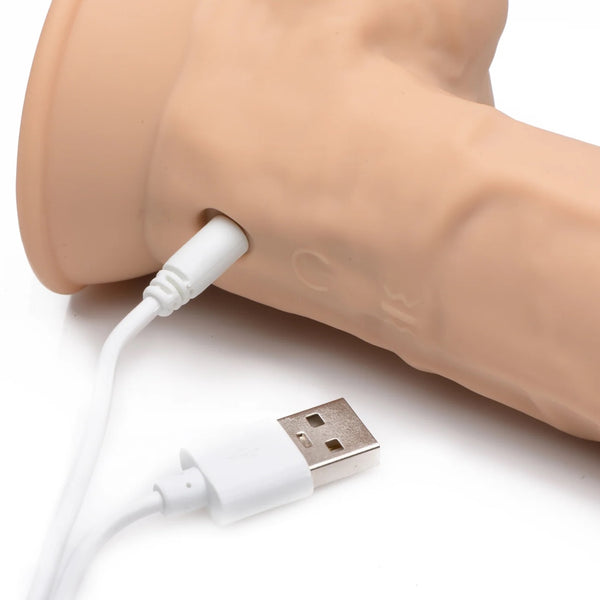 Fleshstixxx Silexpan 8" Rechargeable Hypoallergenic Silicone Vibrating Dildo - Light