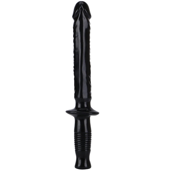 GET REAL The Manhandler 14.5" Vital-Skin Technology Dildo with Baton-Style Handle - Black