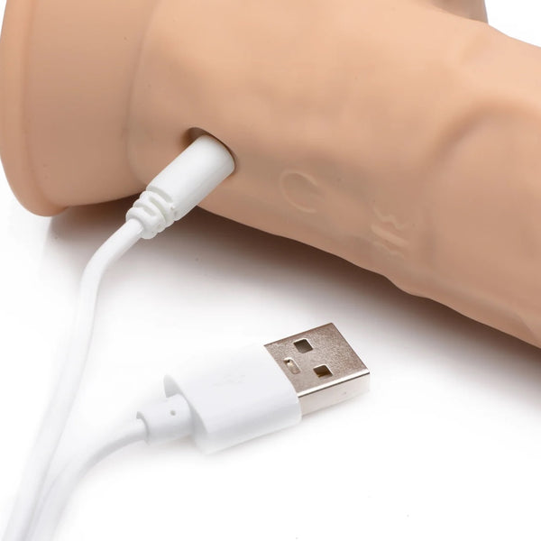 Fleshstixxx Silexpan 8" Rechargeable Hypoallergenic Silicone Vibrating Dildo - Tan