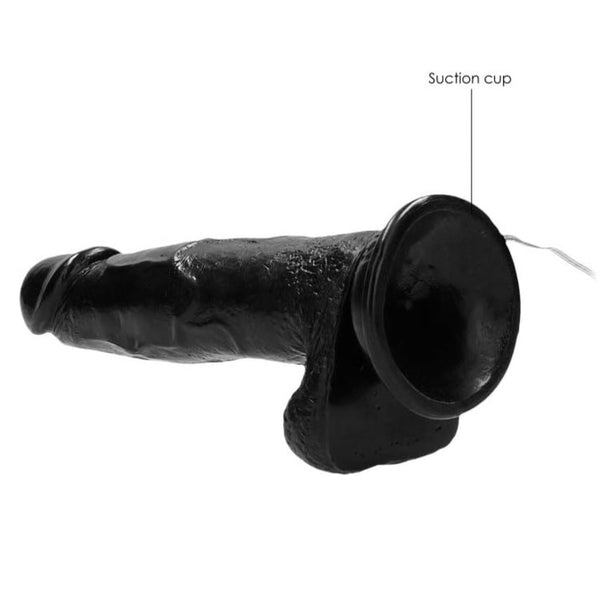RealRock 8" Remote Vibrating Realistic Cock with Scrotum - Black