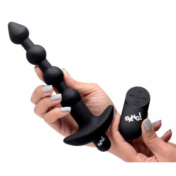 Remote Control Vibrating Silicone Anal Beads - Black