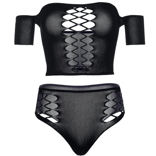 Leg Avenue Bad Intentions Crop Top Set - Extreme Toyz Singapore - https://extremetoyz.com.sg - Sex Toys and Lingerie Online Store - Bondage Gear / Vibrators / Electrosex Toys / Wireless Remote Control Vibes / Sexy Lingerie and Role Play / BDSM / Dungeon Furnitures / Dildos and Strap Ons &nbsp;/ Anal and Prostate Massagers / Anal Douche and Cleaning Aide / Delay Sprays and Gels / Lubricants and more...