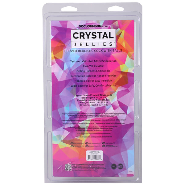 Crystal Jellies 8" Curved Realistic Cock with Balls - Purple