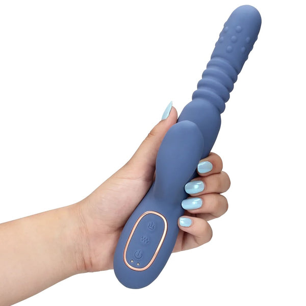 Loveline Warming Rotating Beads & Thrusting Rabbit Vibrator - Blue Nova