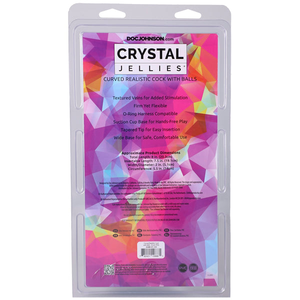 Crystal Jellies 8" Curved Realistic Cock with Balls - Teal