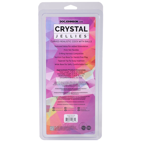 Crystal Jellies 7" Curved Realistic Cock with Balls - Clear