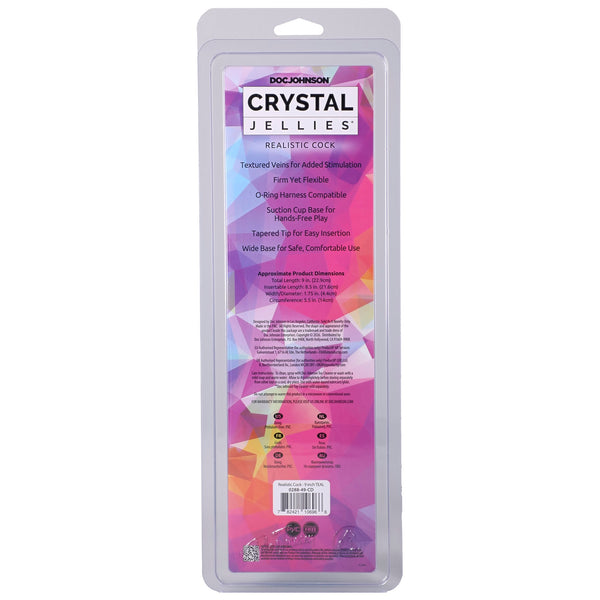 Crystal Jellies 9" Realistic Cock - Teal