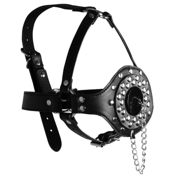 Ouch! Xtreme Open Mouth Gag Head Harness with Plug Stopper