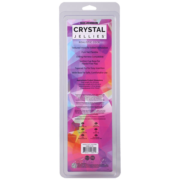 Crystal Jellies 9" Realistic Cock - Pink