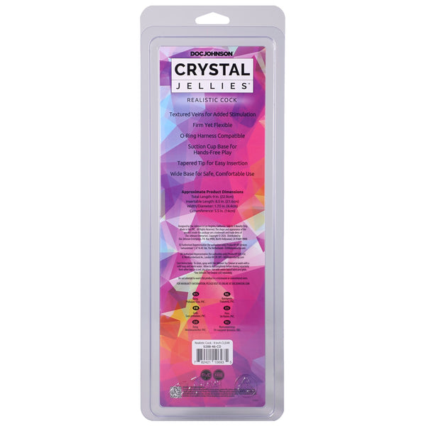Crystal Jellies 9" Realistic Cock - Clear