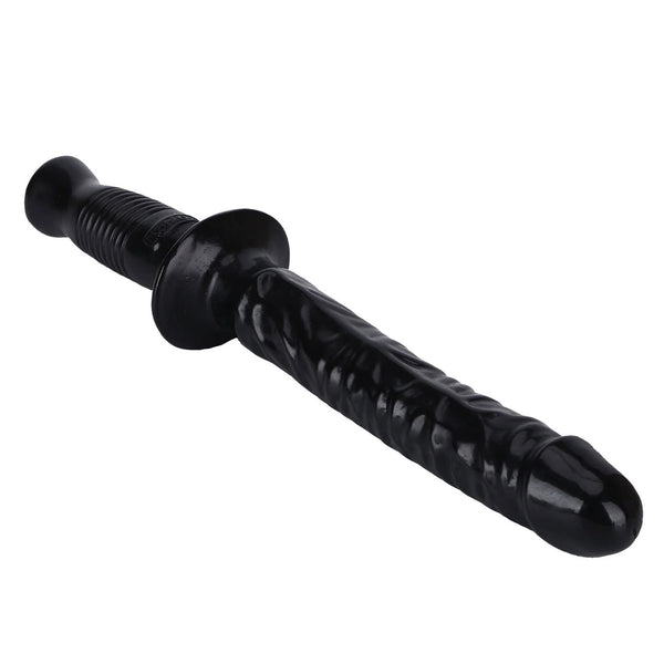 GET REAL The Manhandler 14.5" Vital-Skin Technology Dildo with Baton-Style Handle - Black