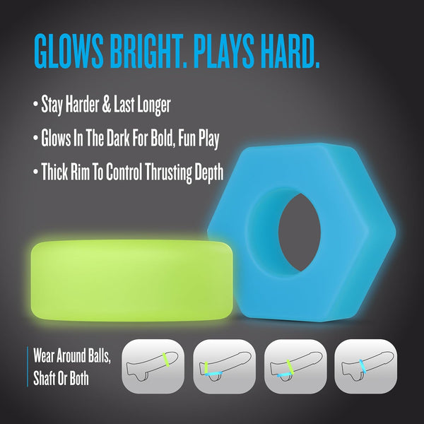 Performance Plus Flash Platinum-Cured Silicone 2 Cock Ring Set – Glow In The Dark