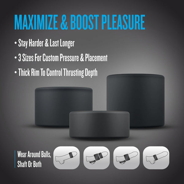 Performance Plus Accelerate Platinum-Cured Silicone 3 Cock Ring Set