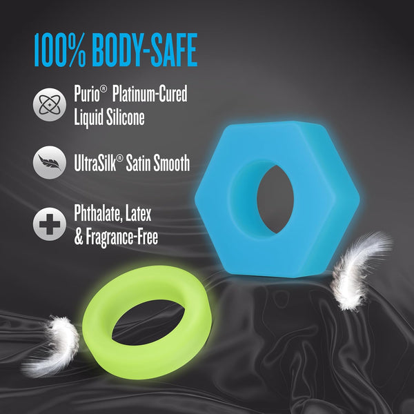 Performance Plus Flash Platinum-Cured Silicone 2 Cock Ring Set – Glow In The Dark