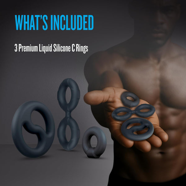 Performance Plus Throttle Platinum-Cured Silicone 3 Piece Cock Ring & Ball Stretcher Set