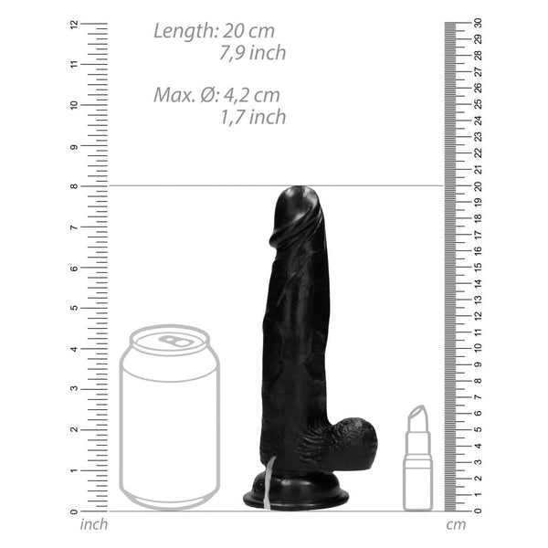 RealRock 8" Remote Vibrating Realistic Cock with Scrotum - Black