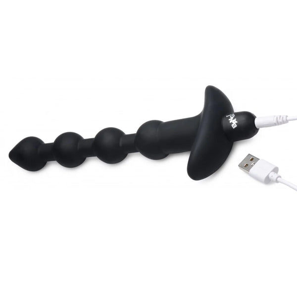 Remote Control Vibrating Silicone Anal Beads - Black