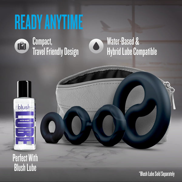 Performance Plus Throttle Platinum-Cured Silicone 3 Piece Cock Ring & Ball Stretcher Set