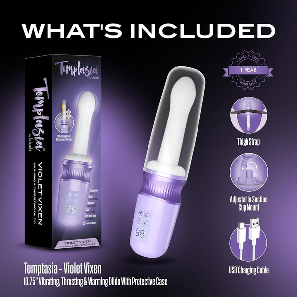 Temptasia Violet Vixen Thrusting Vibrating Dildo with Warming Technology