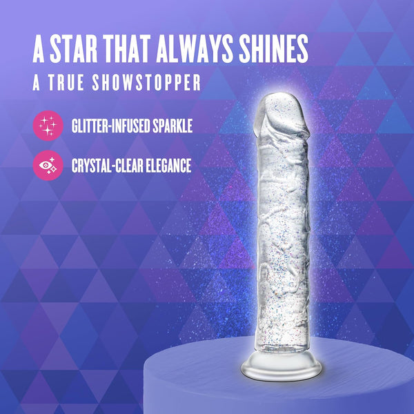Naturally Yours Glamor 7" Glitter Cock  - Sparkling Clear