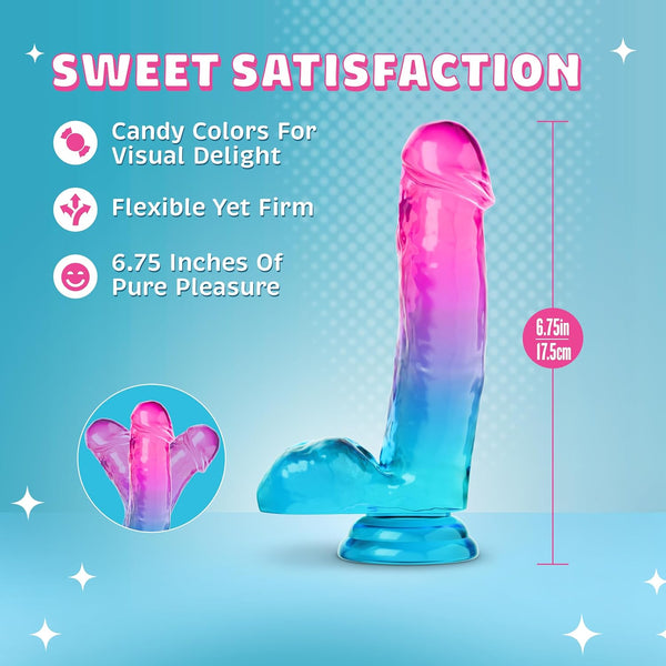 B Yours Candy-Colored 6.75" Dildo with Balls