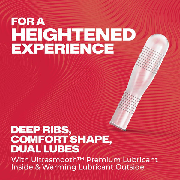 Ecstasy Heat Ultrasmooth & Intensified Lubricated Condoms - 3 Pack