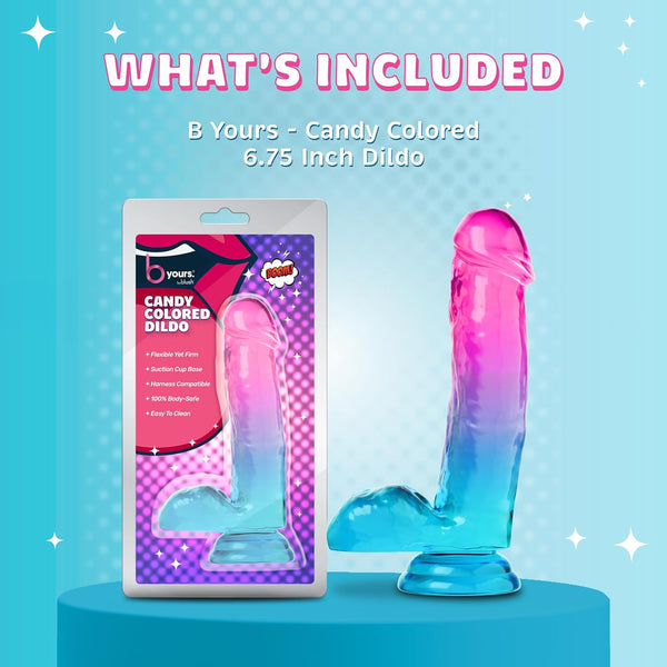 B Yours Candy-Colored 6.75" Dildo with Balls