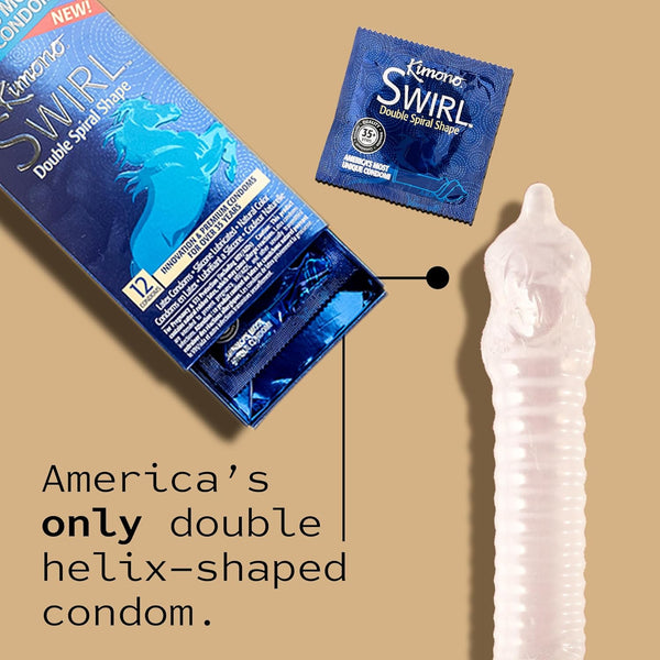 Swirl Double Spiral Shape Lubricated Condoms - 12 Pack