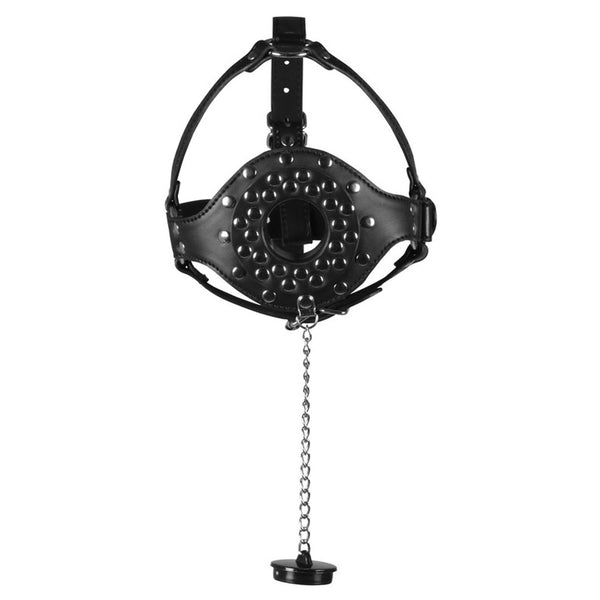 Ouch! Xtreme Open Mouth Gag Head Harness with Plug Stopper