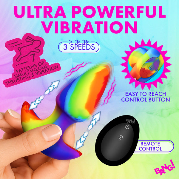 Thrusting & Vibrating Remote Controlled Rechargeable Silicone Butt Plug