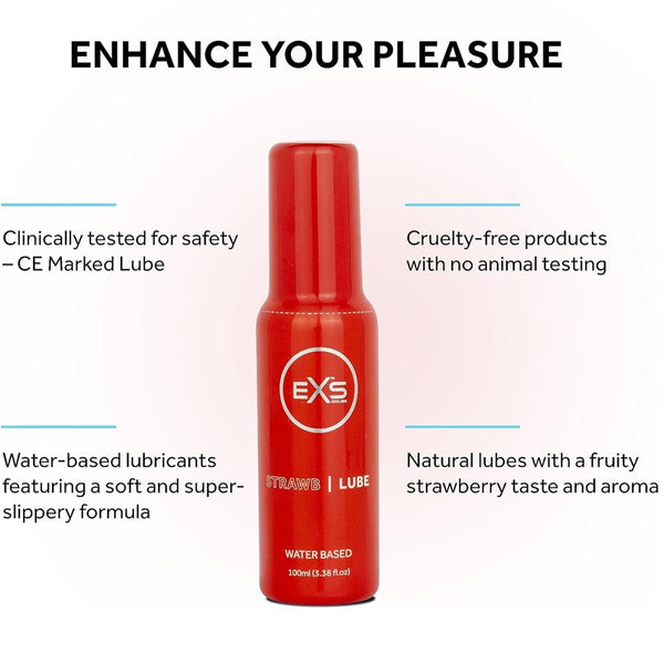 EXS Strawberry Premium Clear Lubricant 100ml - Extreme Toyz Singapore - https://extremetoyz.com.sg - Sex Toys and Lingerie Online Store - Bondage Gear / Vibrators / Electrosex Toys / Wireless Remote Control Vibes / Sexy Lingerie and Role Play / BDSM / Dungeon Furnitures / Dildos and Strap Ons  / Anal and Prostate Massagers / Anal Douche and Cleaning Aide / Delay Sprays and Gels / Lubricants and more...