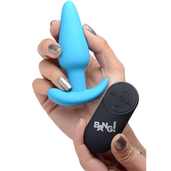 Remote Control 21X Vibrating Silicone Butt Plug - Blue