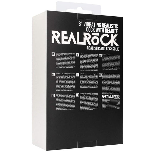 RealRock 8" Remote Vibrating Realistic Cock with Scrotum - Black