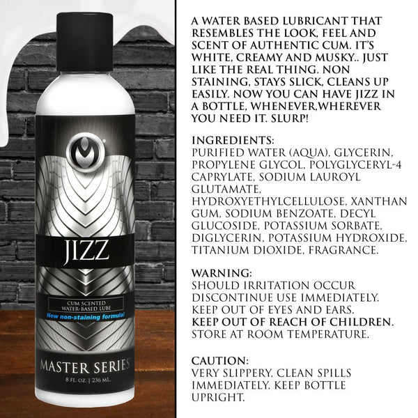 Master Series Jizz Cum Scented Water Based Lube 8 oz. - Extreme Toyz Singapore - https://extremetoyz.com.sg - Sex Toys and Lingerie Online Store - Bondage Gear / Vibrators / Electrosex Toys / Wireless Remote Control Vibes / Sexy Lingerie and Role Play / BDSM / Dungeon Furnitures / Dildos and Strap Ons &nbsp;/ Anal and Prostate Massagers / Anal Douche and Cleaning Aide / Delay Sprays and Gels / Lubricants and more...