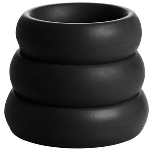 3 Piece Silicone Cock Ring Set - Black