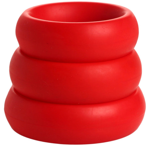 3 Piece Silicone Cock Ring Set - Red