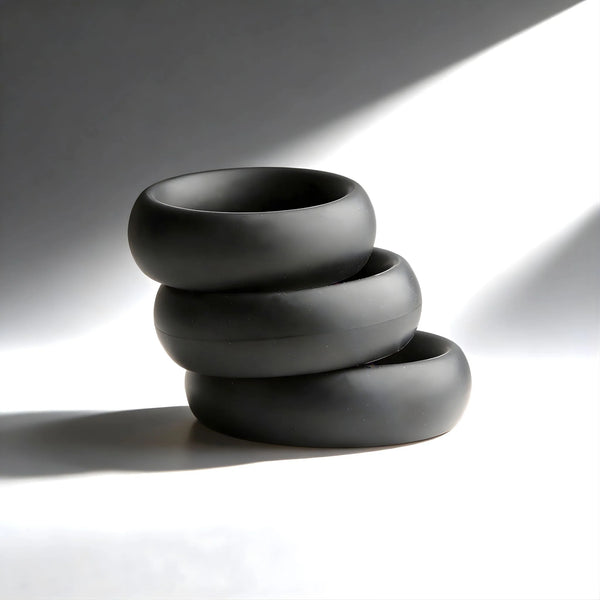 3 Piece Silicone Cock Ring Set - Black