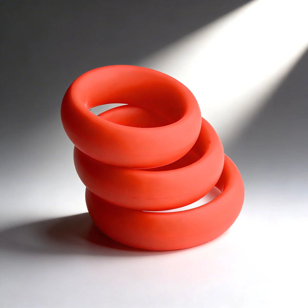3 Piece Silicone Cock Ring Set - Red