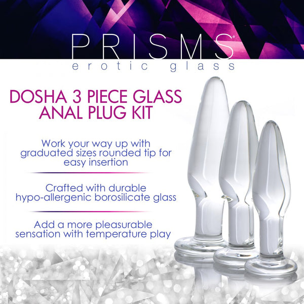  Prisms Erotic Glass Dosha 3 Piece Glass Anal Plug Kit - Extreme Toyz Singapore - https://extremetoyz.com.sg - Sex Toys and Lingerie Online Store - Bondage Gear / Vibrators / Electrosex Toys / Wireless Remote Control Vibes / Sexy Lingerie and Role Play / BDSM / Dungeon Furnitures / Dildos and Strap Ons / Anal and Prostate Massagers / Anal Douche and Cleaning Aide / Delay Sprays and Gels / Lubricants and more...
