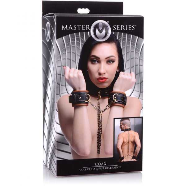 Master Series Coax Collar to Wrist Restraints - Extreme Toyz Singapore - https://extremetoyz.com.sg - Sex Toys and Lingerie Online Store - Bondage Gear / Vibrators / Electrosex Toys / Wireless Remote Control Vibes / Sexy Lingerie and Role Play / BDSM / Dungeon Furnitures / Dildos and Strap Ons  / Anal and Prostate Massagers / Anal Douche and Cleaning Aide / Delay Sprays and Gels / Lubricants and more...