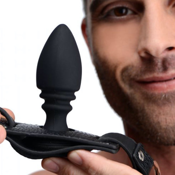 Male Cock Ring Harness with Silicone Anal Plug