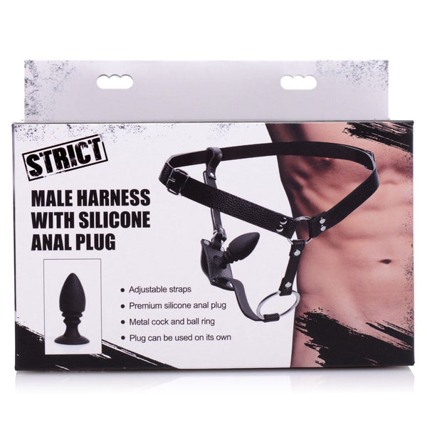 STRICT Male Cock Ring Harness with Silicone Anal Plug - Extreme Toyz Singapore - https://extremetoyz.com.sg - Sex Toys and Lingerie Online Store - Bondage Gear / Vibrators / Electrosex Toys / Wireless Remote Control Vibes / Sexy Lingerie and Role Play / BDSM / Dungeon Furnitures / Dildos and Strap Ons / Anal and Prostate Massagers / Anal Douche and Cleaning Aide / Delay Sprays and Gels / Lubricants and more...