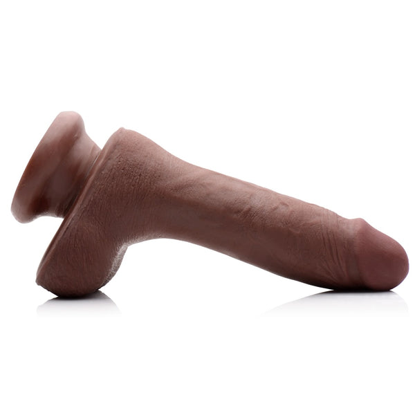7" Ultra Real Dual Layer Suction Cup Dildo with Balls - Dark Skin Tone