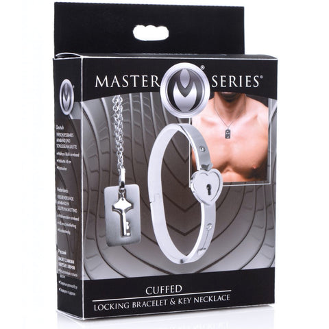 Master Series Cuffed Locking Bracelet and Key Necklace - Extreme Toyz Singapore - https://extremetoyz.com.sg - Sex Toys and Lingerie Online Store - Bondage Gear / Vibrators / Electrosex Toys / Wireless Remote Control Vibes / Sexy Lingerie and Role Play / BDSM / Dungeon Furnitures / Dildos and Strap Ons  / Anal and Prostate Massagers / Anal Douche and Cleaning Aide / Delay Sprays and Gels / Lubricants and more...
