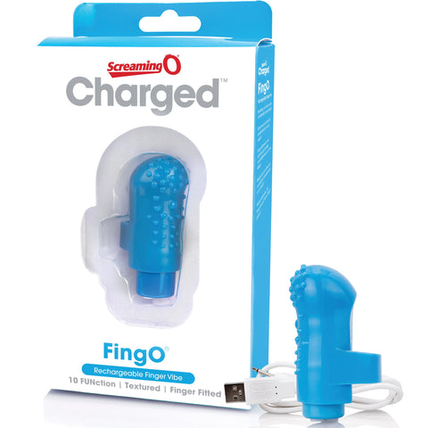 Charged FingO Rechargeable Finger Vibe - Blue