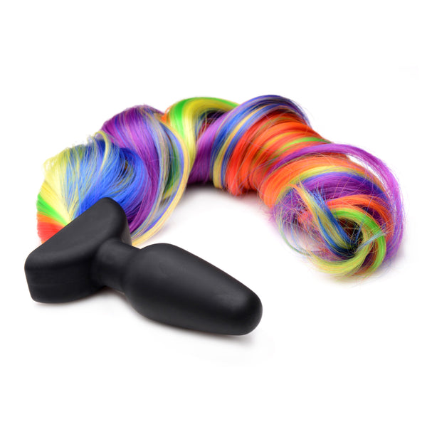 Remote Control Vibrating Rainbow Pony Tail Anal Plug