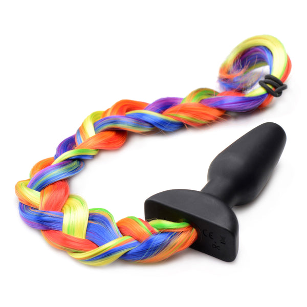 Remote Control Vibrating Rainbow Pony Tail Anal Plug