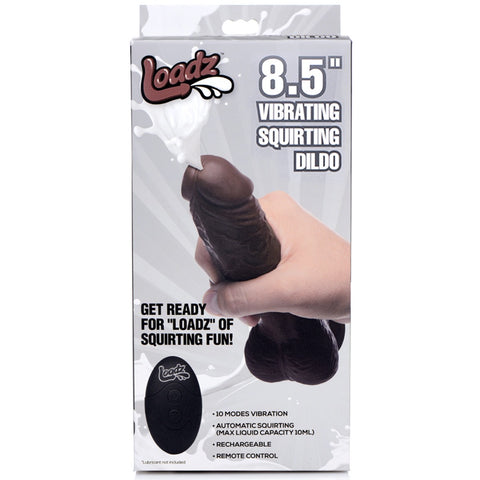 Loadz 8.5" Vibrating Squirting Dildo with Remote Control - Dark - Extreme Toyz Singapore - https://extremetoyz.com.sg - Sex Toys and Lingerie Online Store
