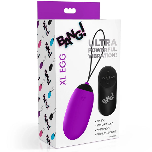 XL Silicone Remote Control Vibrating Egg - Purple