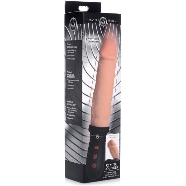 8X Auto Pounder Vibrating and Thrusting Dildo with Handle - Flesh